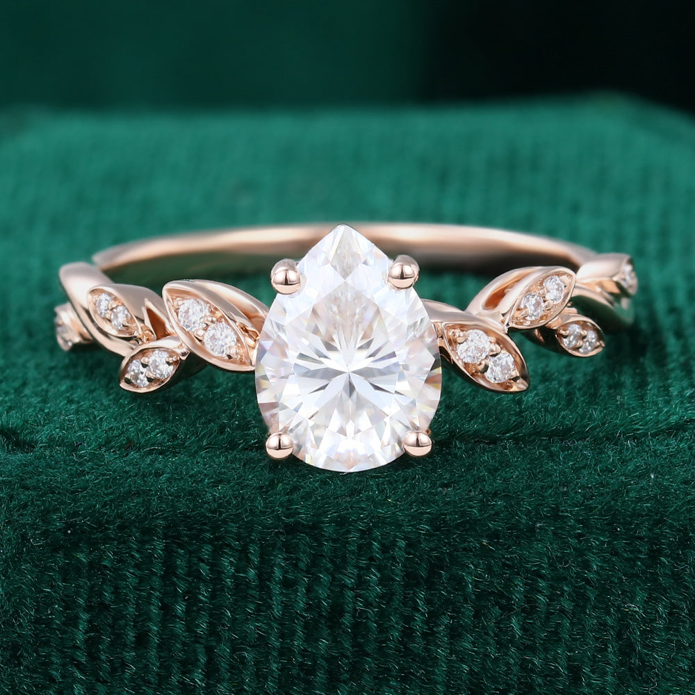1 CT Pear Pave Moissanite Engagement Ring