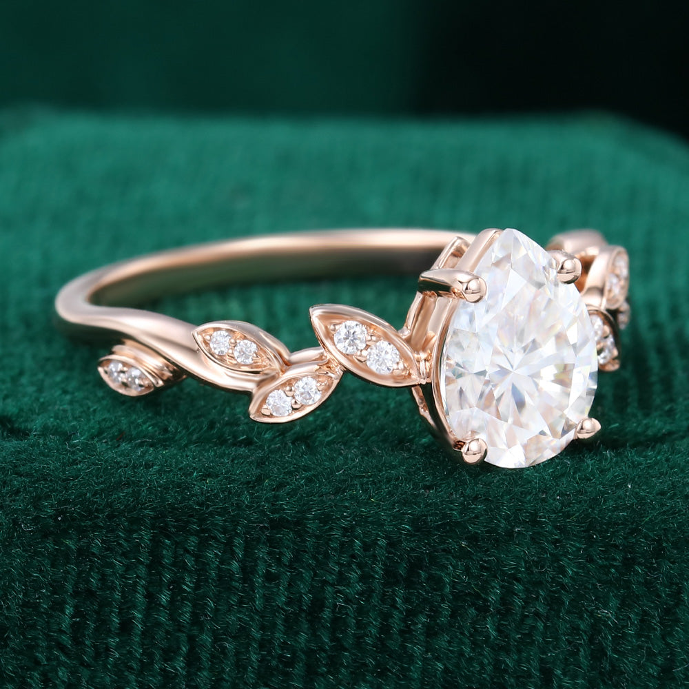 1 CT Pear Pave Moissanite Engagement Ring