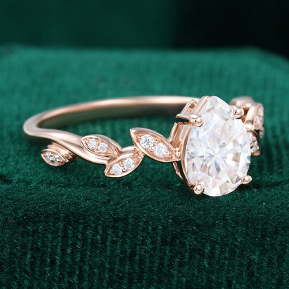 1 CT Pear Pave Moissanite Engagement Ring
