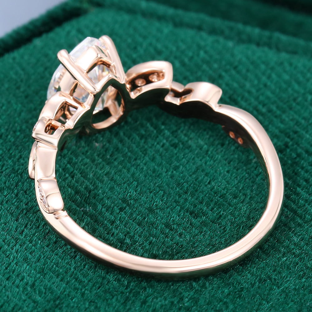 1 CT Pear Pave Moissanite Engagement Ring