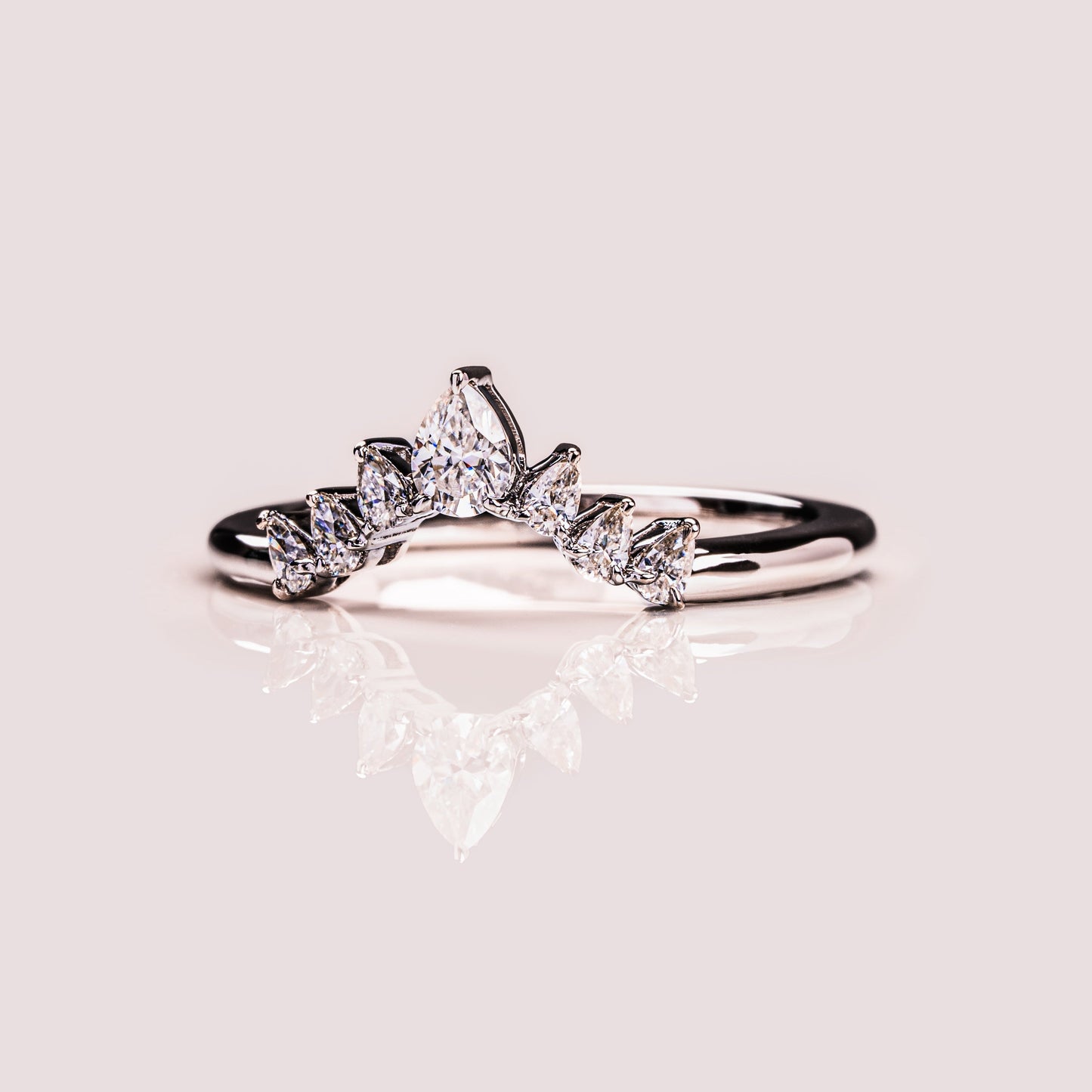 0.34 TCW Pear Curved Moissanite Wedding Band