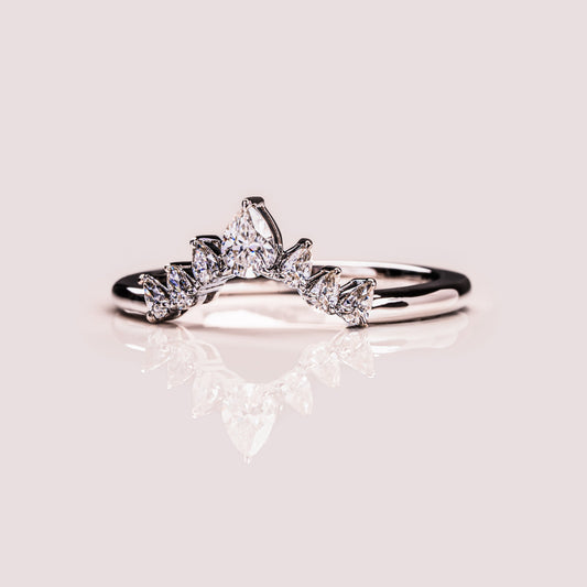 0.34 TCW Pear Curved Moissanite Wedding Band