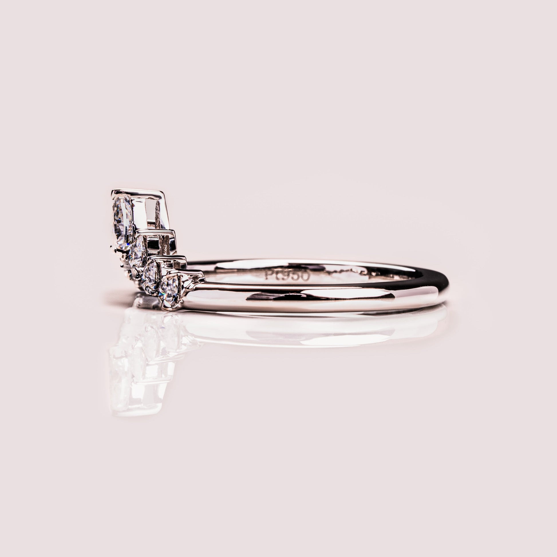 0.34 TCW Pear Curved Moissanite Wedding Band