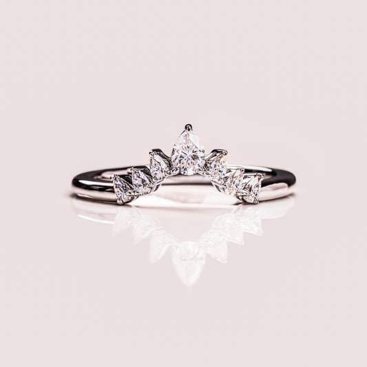 0.34 TCW Pear Curved Moissanite Wedding Band