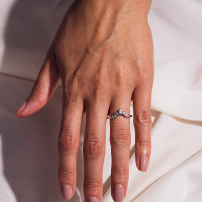 0.34 TCW Pear Curved Moissanite Wedding Band