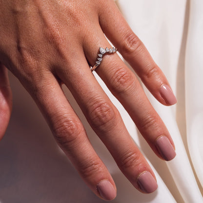 0.34 TCW Pear Curved Moissanite Wedding Band