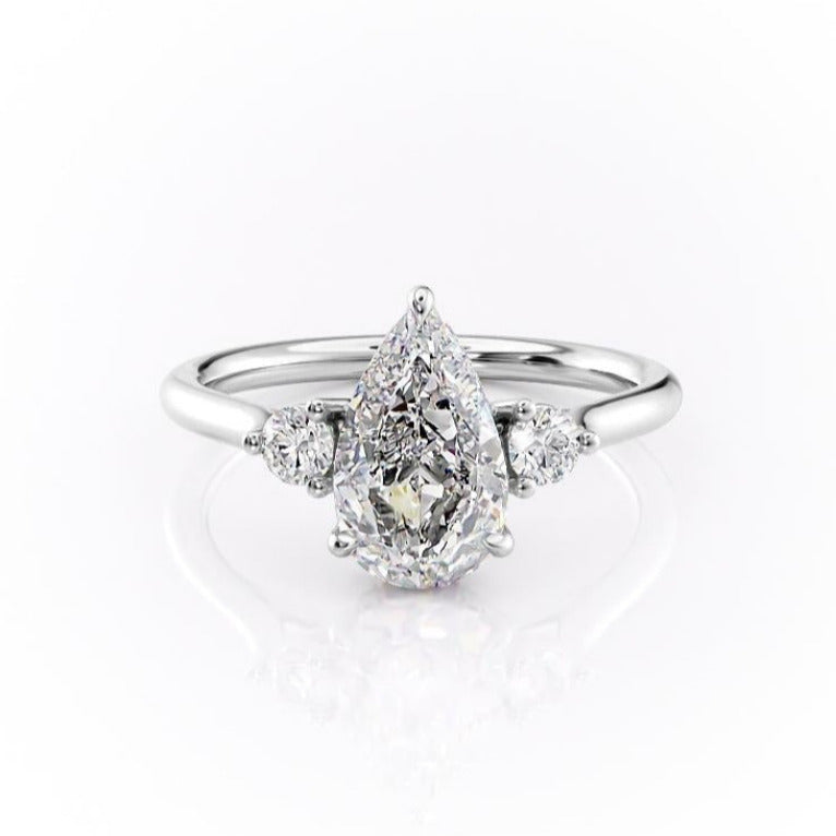 2.0 CT Pear Cut Three Stone Moissanite Engagement Ring 10