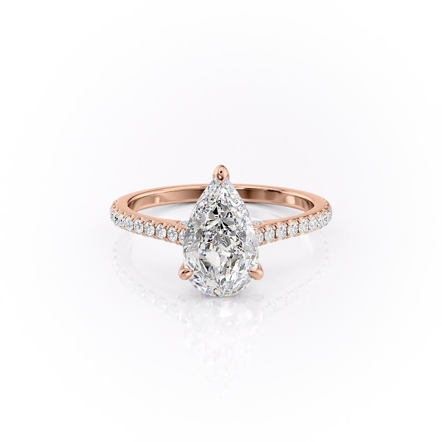 2 CT Pear Hidden Halo & Pave Moissanite Engagement Ring