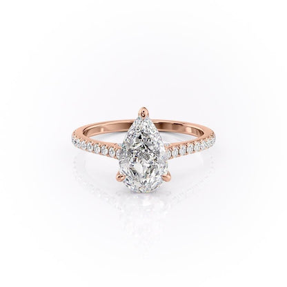 2 CT Pear Hidden Halo & Pave Moissanite Engagement Ring