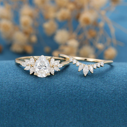 1 CT Oval Cluster Moissanite Bridal Set