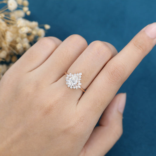 1 CT Pear Cluster Moissanite Engagement Ring