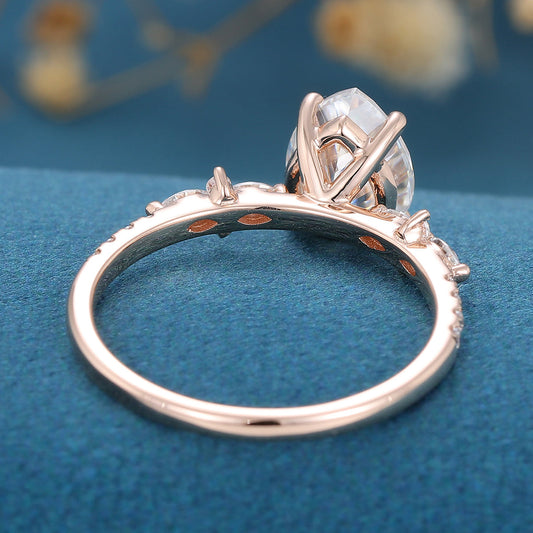 1 CT Pear Cluster Moissanite Engagement Ring