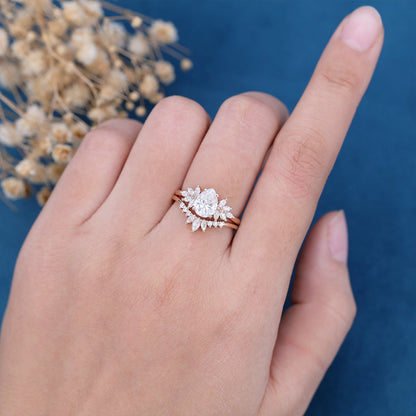 1 CT Pear Cluster Moissanite Bridal Set