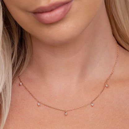0.06 CT Marquise Shaped Moissanite Necklace In Multi Stone Design
