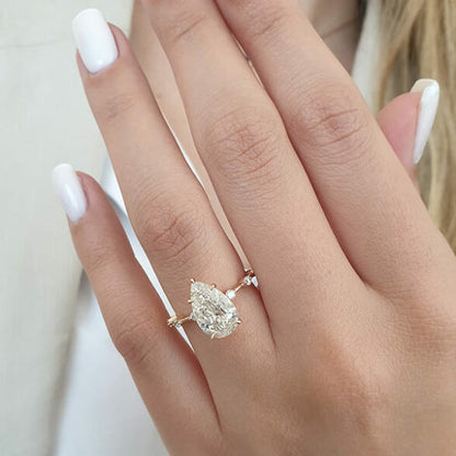 2.5 CT Pear Dainty Pave Moissanite Engagement Ring