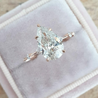 2.5 CT Pear Dainty Pave Moissanite Engagement Ring