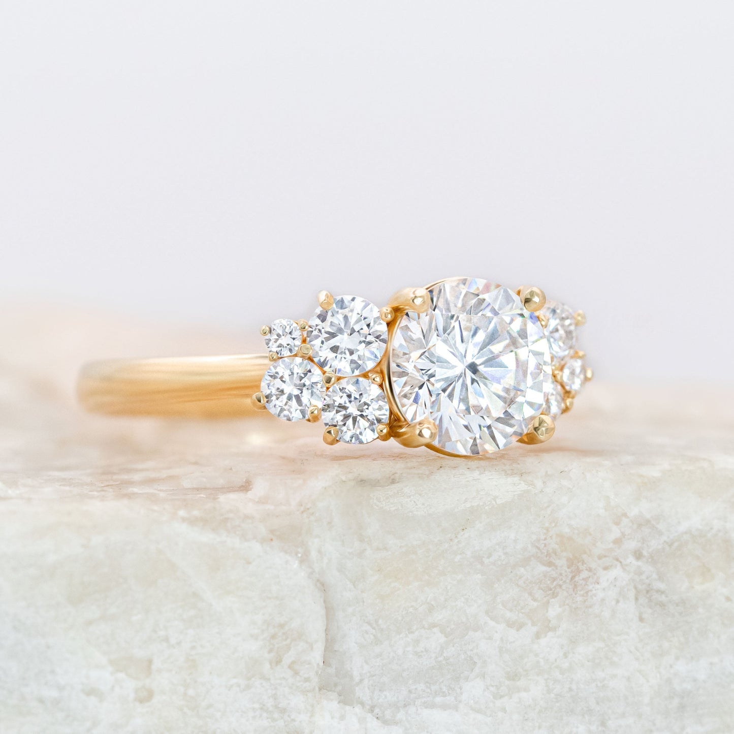 1.25 CT Round Cluster Moissanite Engagement Ring
