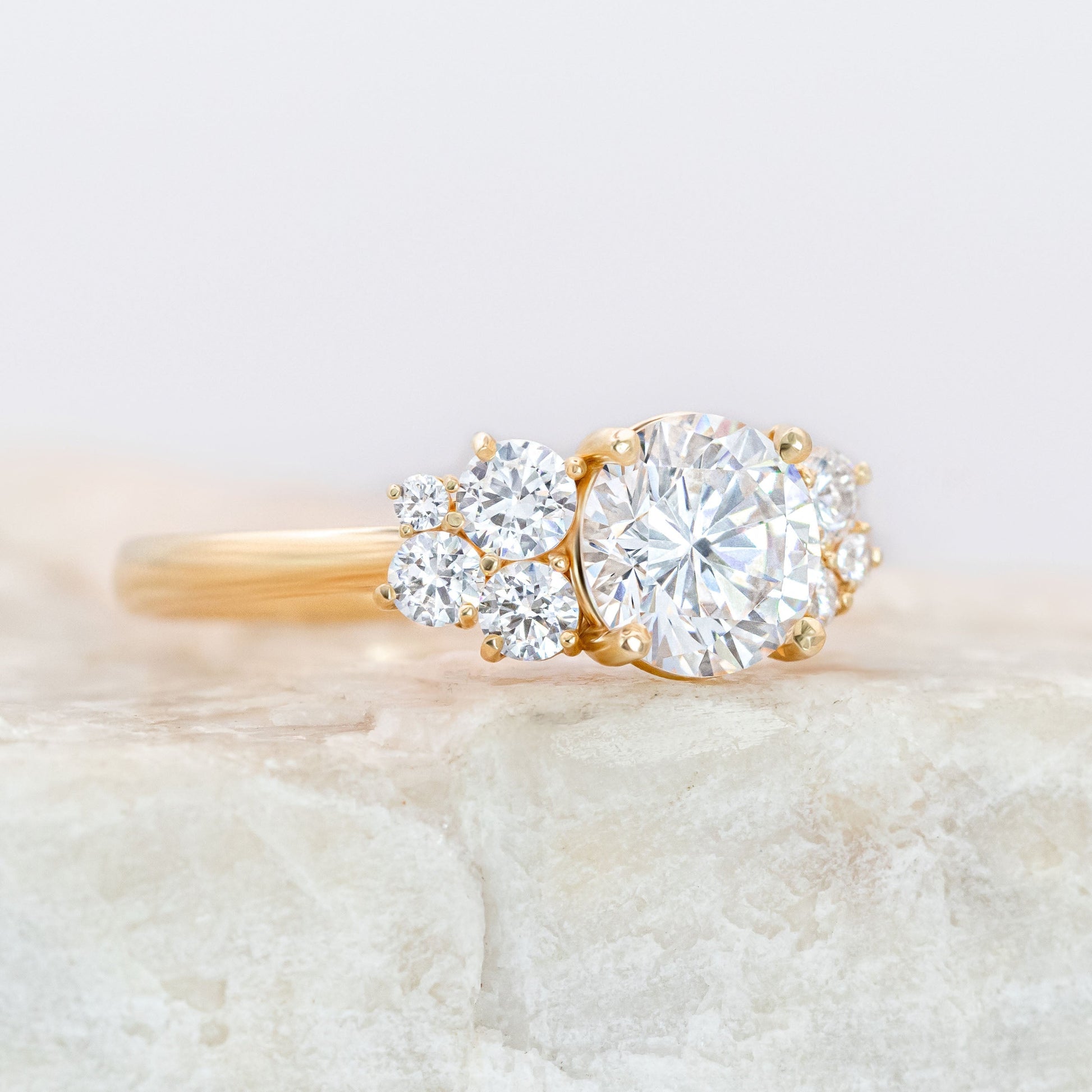 1.25 CT Round Cluster Moissanite Engagement Ring