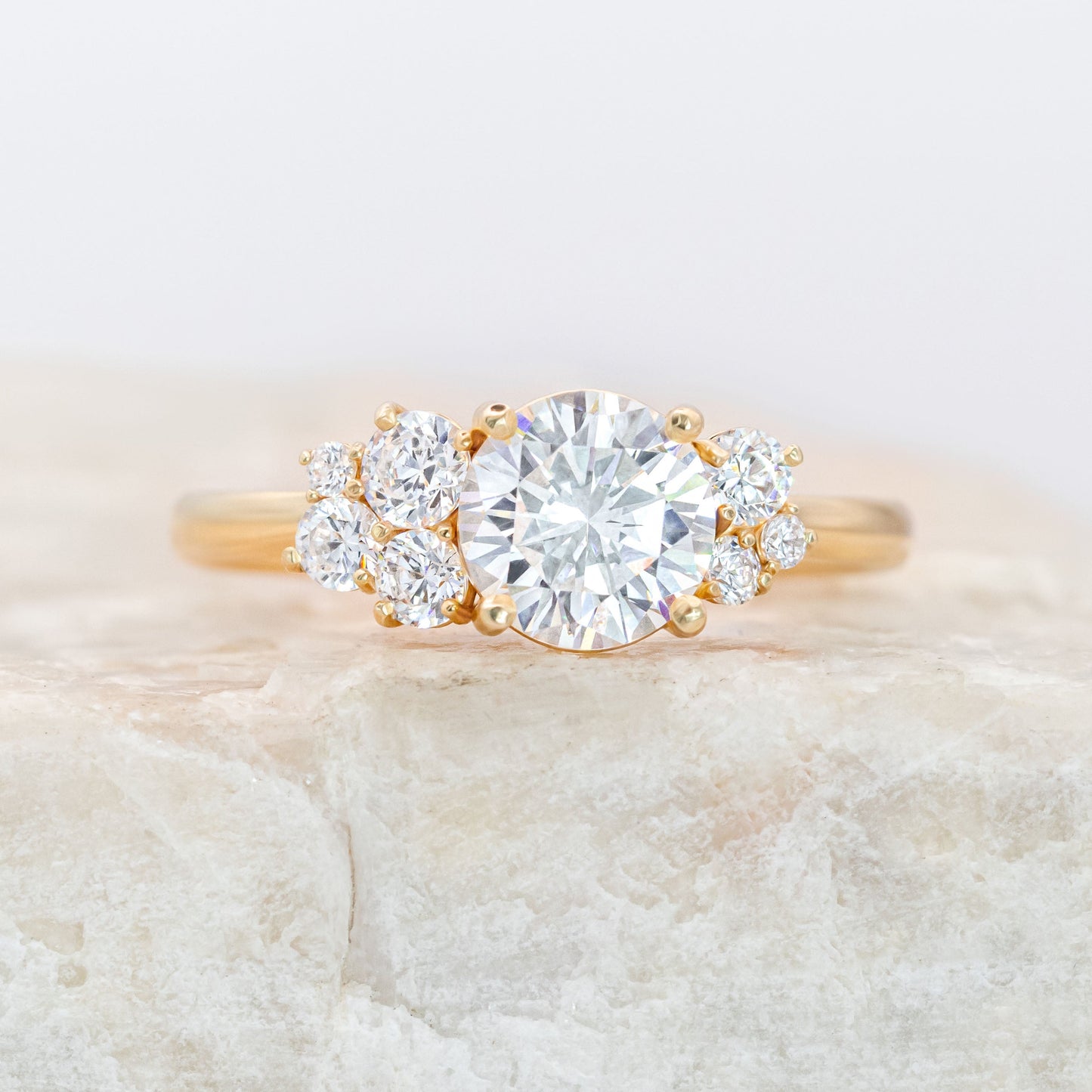 1.25 CT Round Cluster Moissanite Engagement Ring