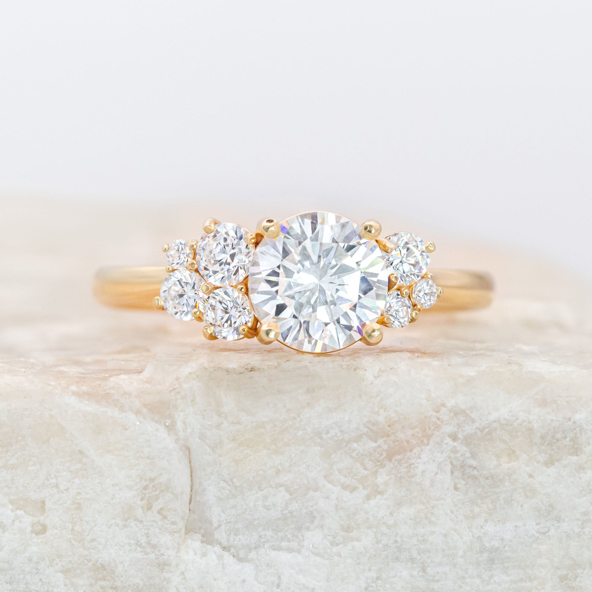 1.25 CT Round Cluster Moissanite Engagement Ring