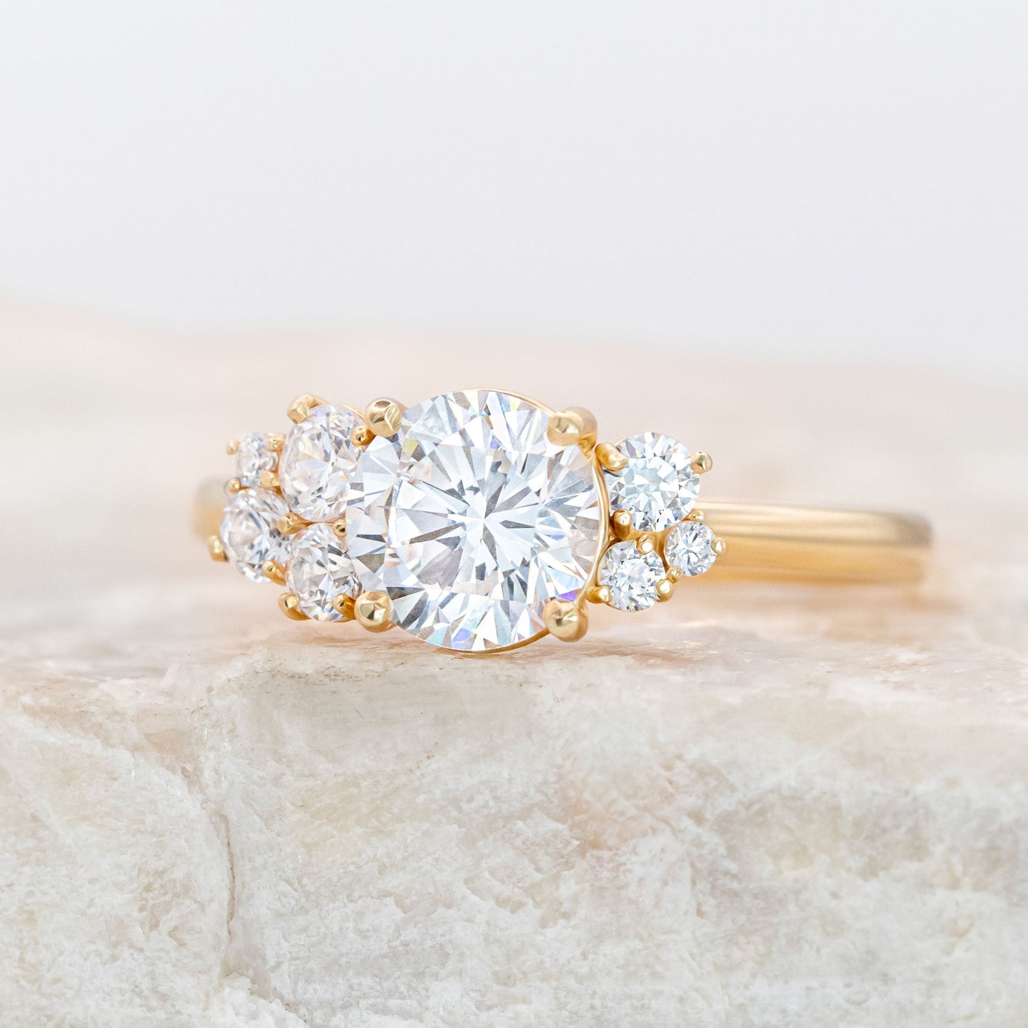 1.25 CT Round Cluster Moissanite Engagement Ring