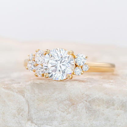 1.25 CT Round Cluster Moissanite Engagement Ring