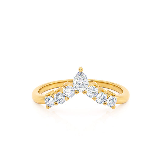 0.4 TCW Round & Pear Curved Moissanite Wedding Band
