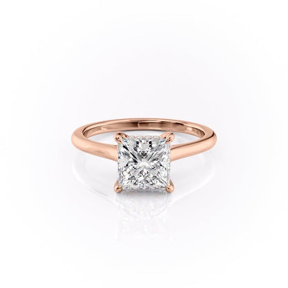 2.08 CT Princess Cut Solitaire Hidden Halo Moissanite Engagement Ring 3