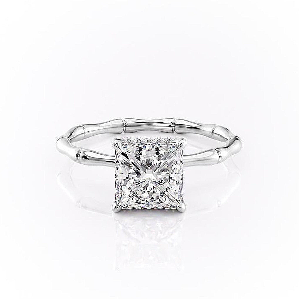 2.08 CT Princess Cut Solitaire Hidden Halo Setting Moissanite Engagement Ring 10