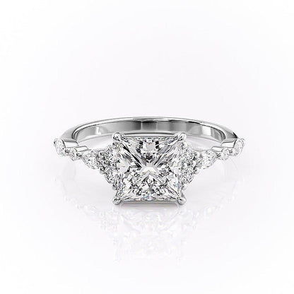 2.08 CT Princess Cut Cluster Moissanite Engagement Ring 10