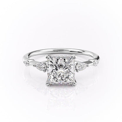 2.08 CT Princess Hidden Halo & Pave Moissanite Engagement Ring