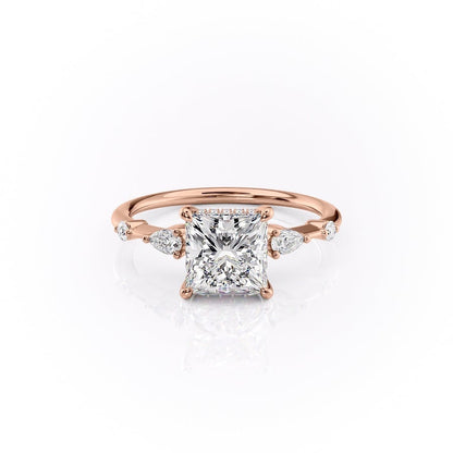 2.08 CT Princess Hidden Halo & Pave Moissanite Engagement Ring