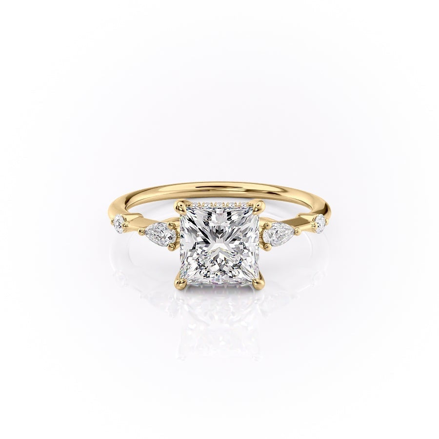 2.08 CT Princess Hidden Halo & Pave Moissanite Engagement Ring