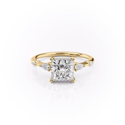 2.08 CT Princess Hidden Halo & Pave Moissanite Engagement Ring