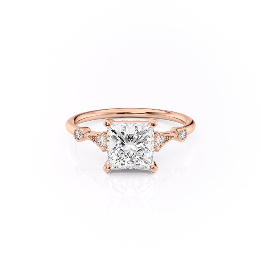 2.08 CT Princess Three Stone Moissanite Engagement Ring
