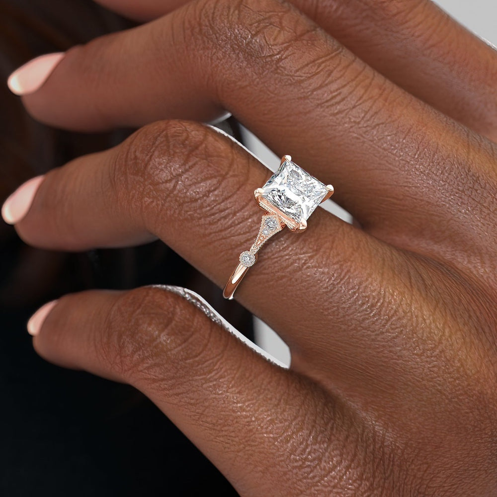 2.08 CT Princess Three Stone Moissanite Engagement Ring