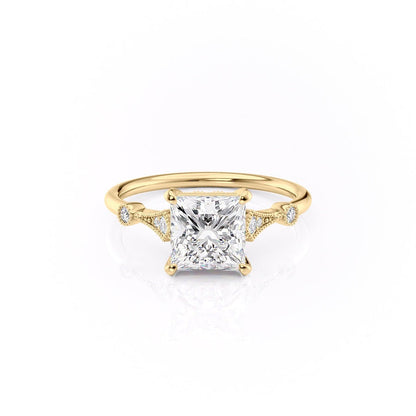 2.08 CT Princess Solitaire Milgrain Setting Moissanite Engagement Ring 10