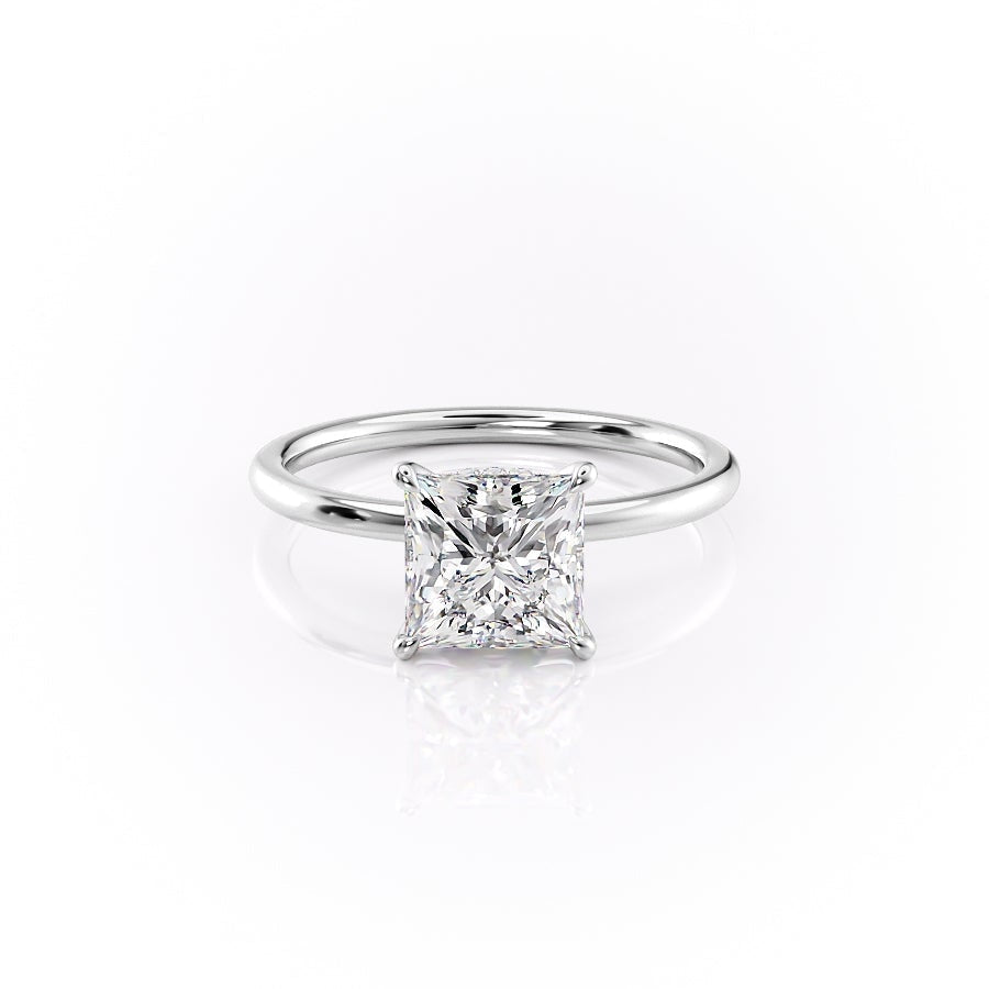2.08 CT Princess Hidden Halo Moissanite Engagement Ring