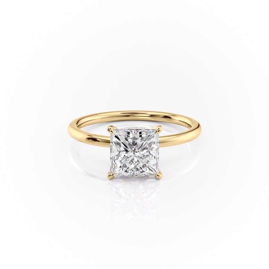 2.08 CT Princess Hidden Halo Moissanite Engagement Ring