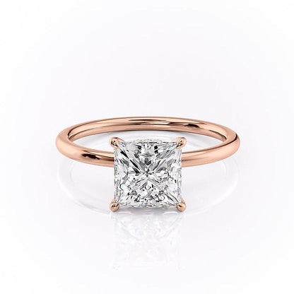 2.08 CT Princess Hidden Halo Moissanite Engagement Ring