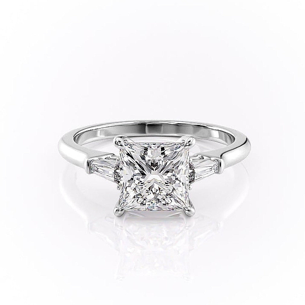 2.08 CT Princess Cut Three Stone Moissanite Engagement Ring 10