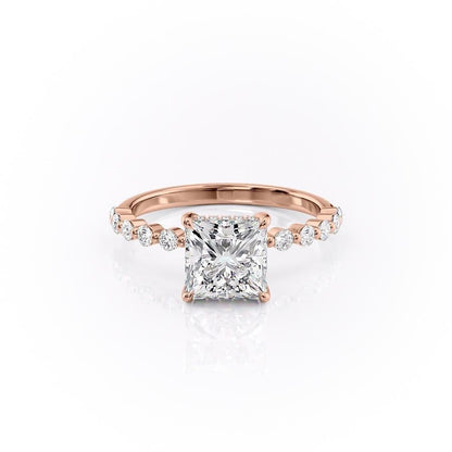 2.08 CT Princess Hidden Halo  & Pave Moissanite Engagement Ring