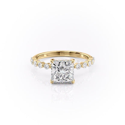 2.08 CT Princess Hidden Halo  & Pave Moissanite Engagement Ring