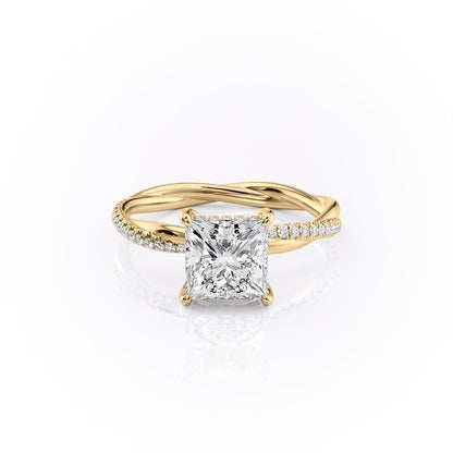 2.08 CT Princess Hidden Halo  & Pave Moissanite Engagement Ring