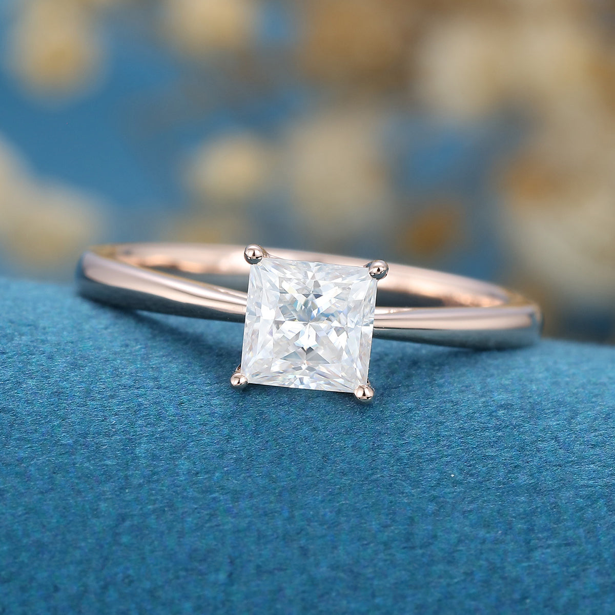 0.64 CT Princess Solitaire Moissanite Engagement Ring