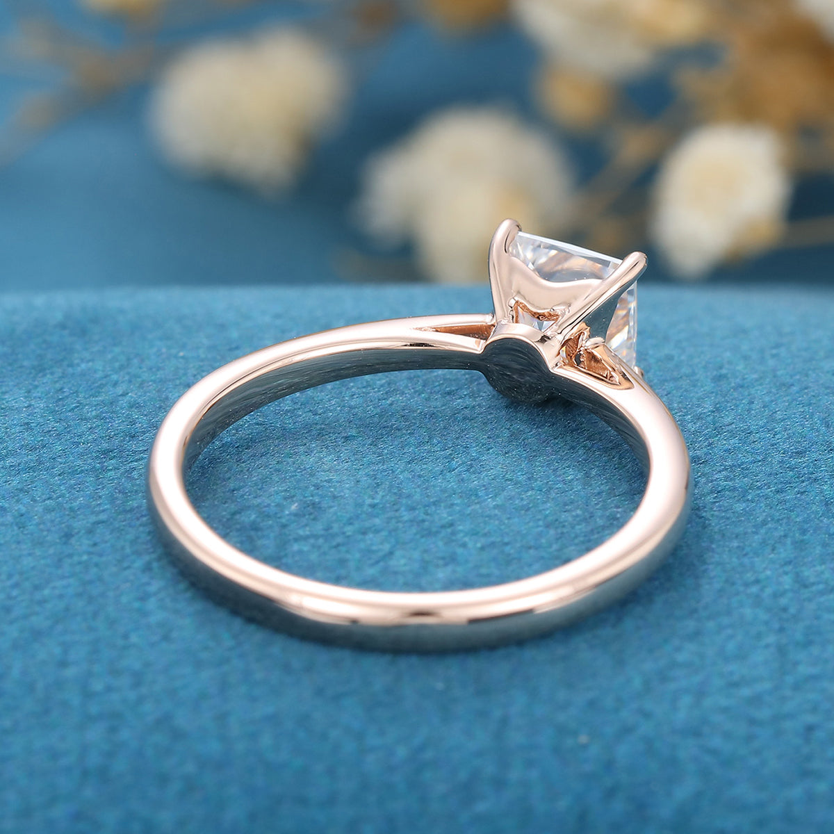 0.64 CT Princess Solitaire Moissanite Engagement Ring