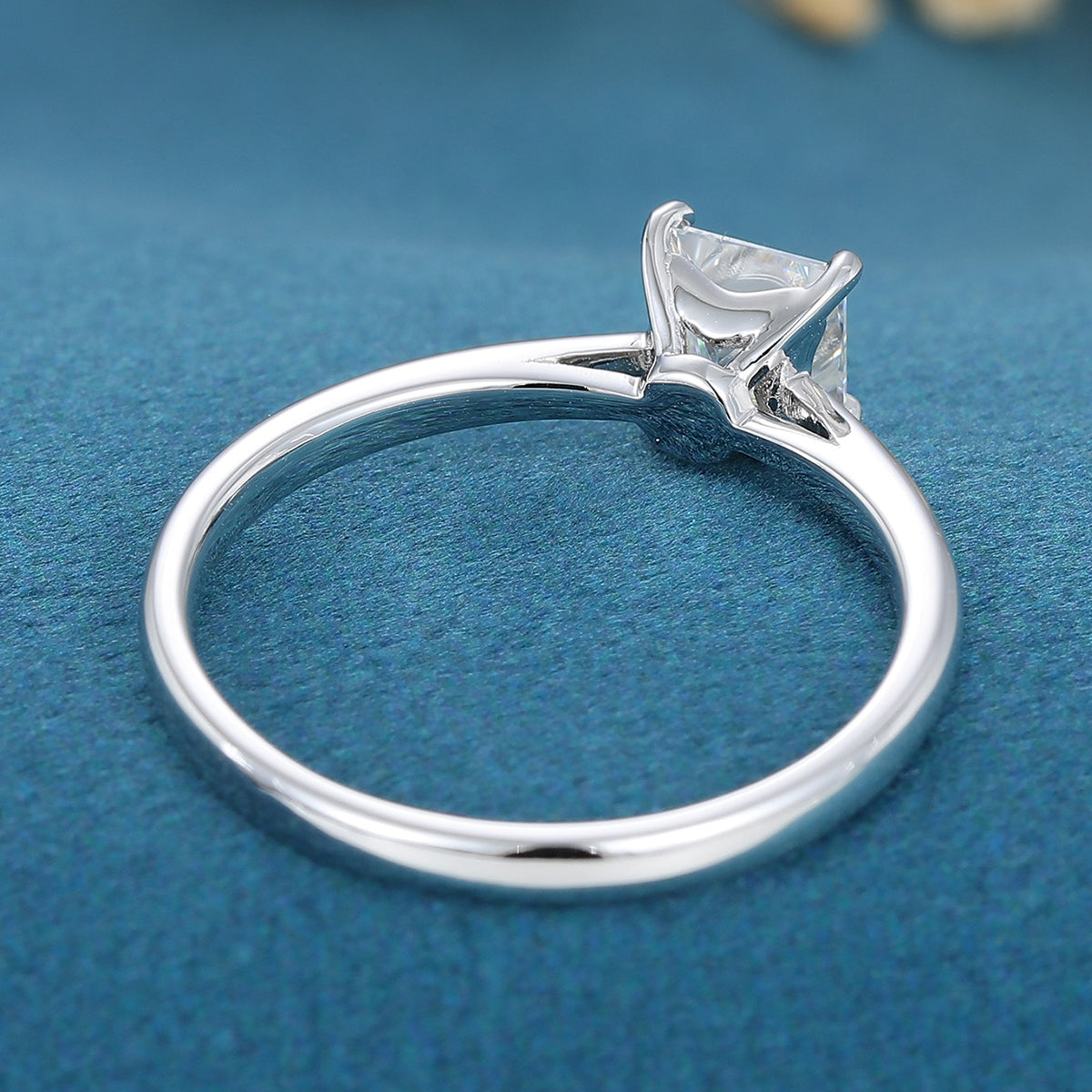 0.64 CT Princess Solitaire Moissanite Engagement Ring