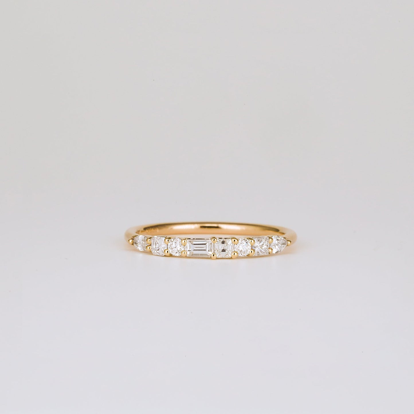 0.40 TCW Baguette, Asscher, Round, Pear & Princess Half Eternity Moissanite Wedding Band