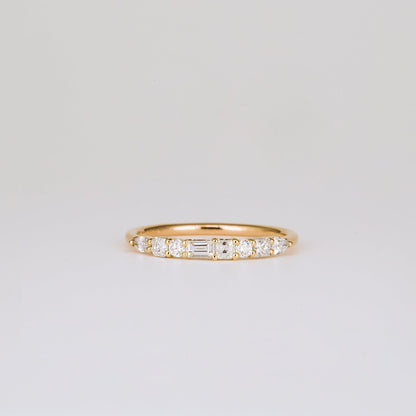 0.40 TCW Baguette, Asscher, Round, Pear & Princess Half Eternity Moissanite Wedding Band