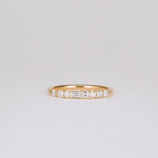 0.40 TCW Baguette, Asscher, Round, Pear & Princess Half Eternity Moissanite Wedding Band